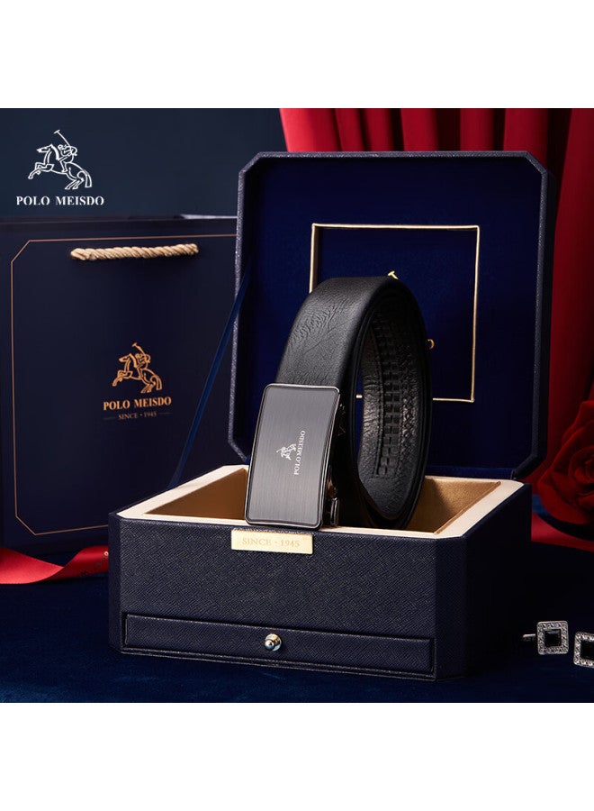 Polomeisdo Men's Leather Belt Men's Automatic Buckle Jd Self-operated Belt Birthday New Year Gift For Boyfriend Husband Father - Image 3
