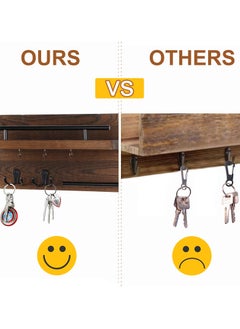 KYD Mail Key Holder for Wall Decorative, Wooden Mail Organizer Wall Mount with 5 Key Hooks, Wood Key Hangers for Wall with Mail Key Rack  - Image 4