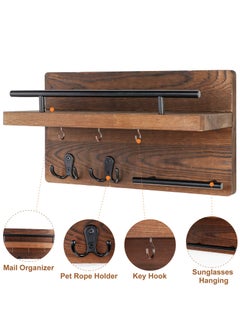 KYD Mail Key Holder for Wall Decorative, Wooden Mail Organizer Wall Mount with 5 Key Hooks, Wood Key Hangers for Wall with Mail Key Rack  - Image 5