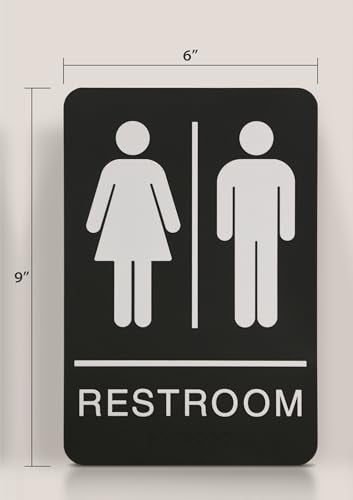 Headline Sign 9006 Women and Men’s Restroom ADA Sign with Grade 2 Braille and Tactile Graphics, 6" x 9", Black/White, Made in USA - Image 4