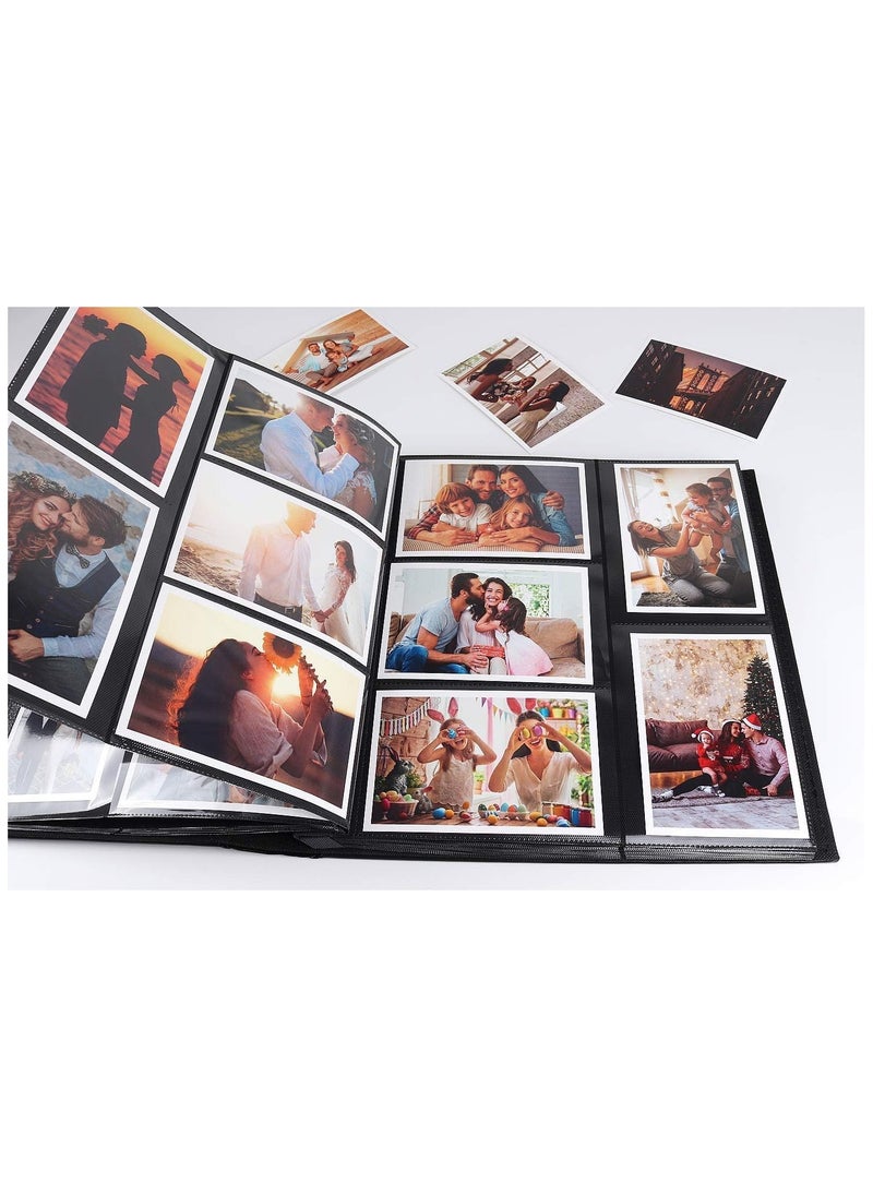 ماركة غير محددة Photo Album 4x6 Holds 500 Photos Black Pages Large Capacity Leather Cover Wedding Family Baby Photo Albums Book Horizontal and Vertical Photos  - Image 4
