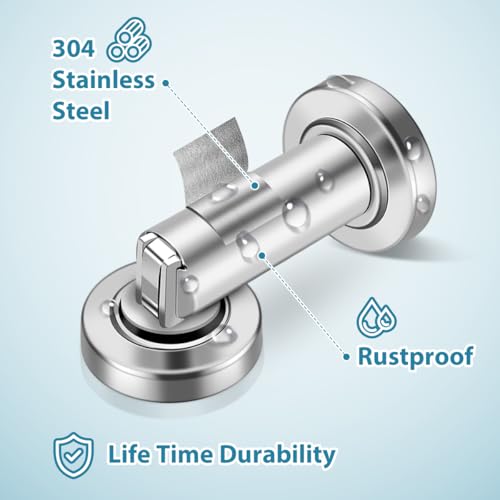 Gudui Door Stoppers, Magnetic Door Stops, Heavy Duty Stainless Steel Magnetic Door Catch Door Holder for Wall Floor Mount, Modern Door Stop Wall Protectors, Brushed Nickel, 2 Pack - Image 3