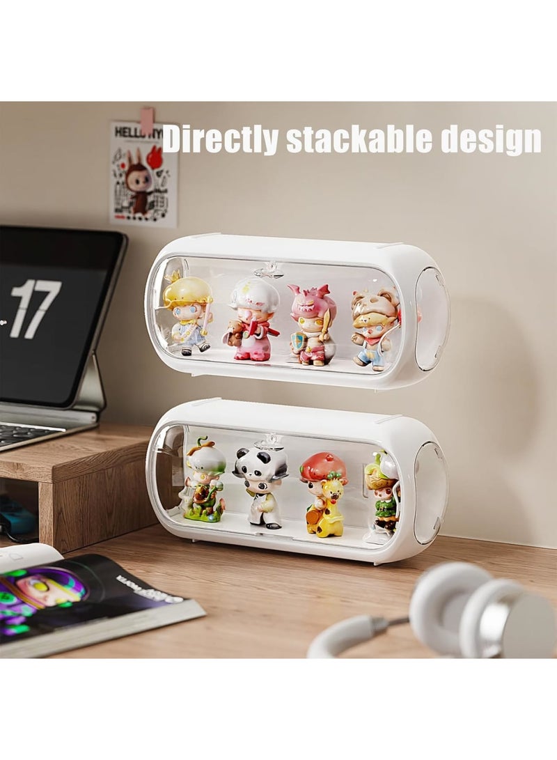 SYOSI Display Case for Figures Long Style, Clear Acrylic Storage Box with Magnetic Door for labubu, Pop Mart, Action Figures, Toy Collectibles, Wall Mounted or Desktop Display (White) - Image 4