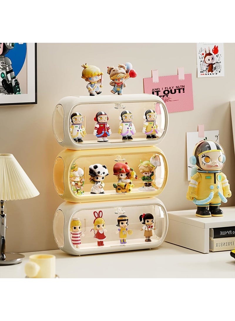 SYOSI Display Case for Figures Long Style, Clear Acrylic Storage Box with Magnetic Door for labubu, Pop Mart, Action Figures, Toy Collectibles, Wall Mounted or Desktop Display (White) - Image 5