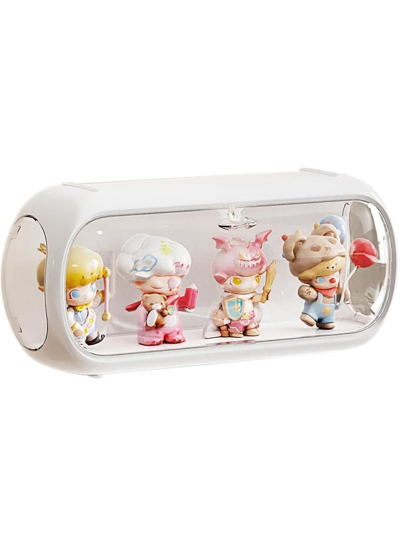 SYOSI Display Case for Figures Long Style, Clear Acrylic Storage Box with Magnetic Door for labubu, Pop Mart, Action Figures, Toy Collectibles, Wall Mounted or Desktop Display (White) - Image 1