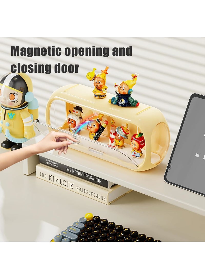 SYOSI Display Case for Figures Long Style, Clear Acrylic Storage Box with Magnetic Door for labubu, Pop Mart, Action Figures, Toy Collectibles, Wall Mounted or Desktop Display (White) - Image 2