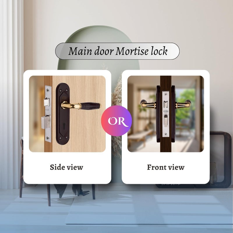 Mortise Door Handle Set with Lock 6lev DTurn 3keys 175mm - Image 4