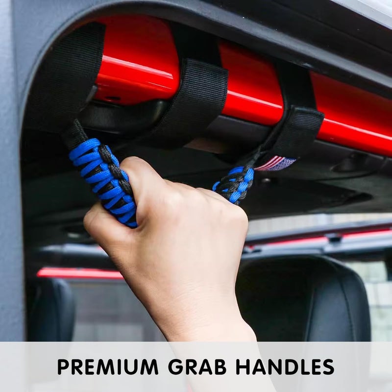 HZEL 2PCS Roll Bar Grab Handles - Durable Oxford Cloth with Metal Buckle, Blue - Image 4