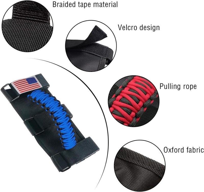 HZEL 2PCS Roll Bar Grab Handles - Durable Oxford Cloth with Metal Buckle, Blue - Image 2
