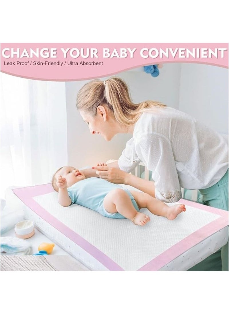 MIXDE 40 Pieces Baby Disposable Changing Mats,Waterproof Baby Changing Pads, 60x60 cm, Highly Absorbent Leakproof Changing Pad Baby, Ultra soft Diaper Changing Mat Underpads for Baby Pink  - Image 4