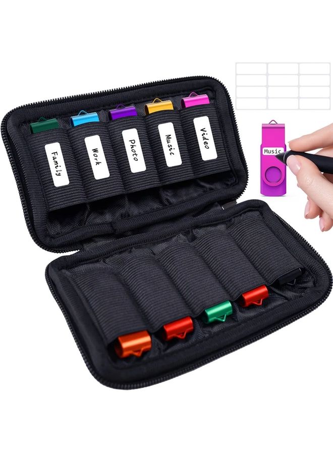 10 Slot USB Flash Drive Organizer Case Labeled Compartments Handle Portable Durable Storage - Image 1