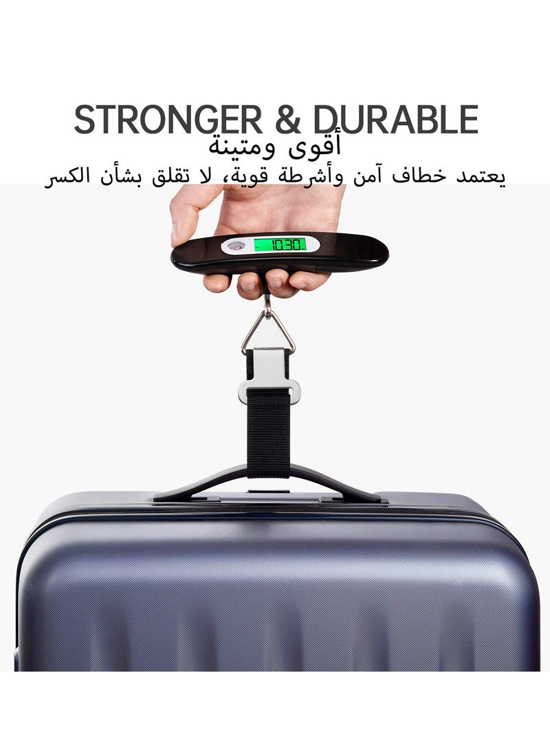 ليكتو كافت مقياس وزن الأمتعة المحمول المعلق الرقمي للسفر، ميزان وزن حقيبة السفر مع خطافات وأشرطة بسعة 110 رطل/50 كجم، مع بطارية متضمنة - Image 5