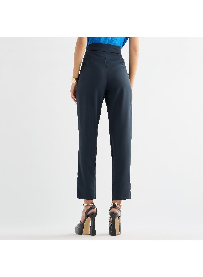 سبلاش فيڤ بنطلون سادة بقصة مستقيمة وجيوب وحزام - Image 4