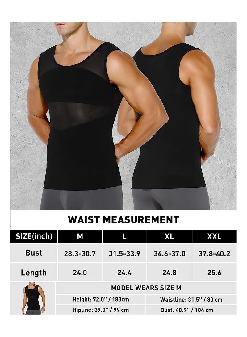 SOLARAE Compression Shirts for Men Slimming Workout Mesh Tank Top Undershirts Shapewear Sleeveless Vest Men XL - Image 5