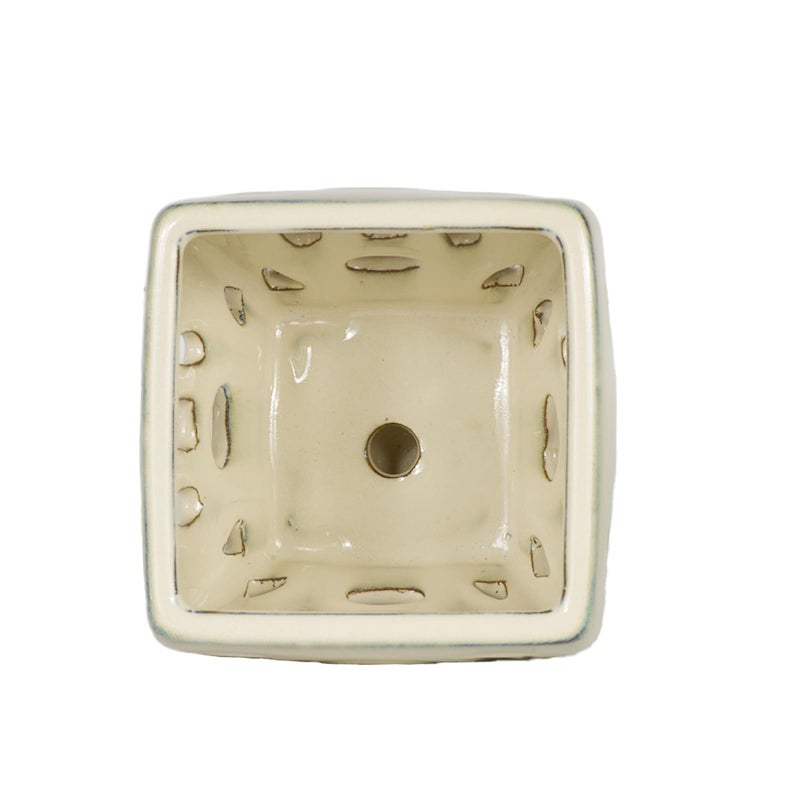 w w W&W Orchid Pot with Holes and Saucer for Repotting, Cream White, 5.5" - Image 3