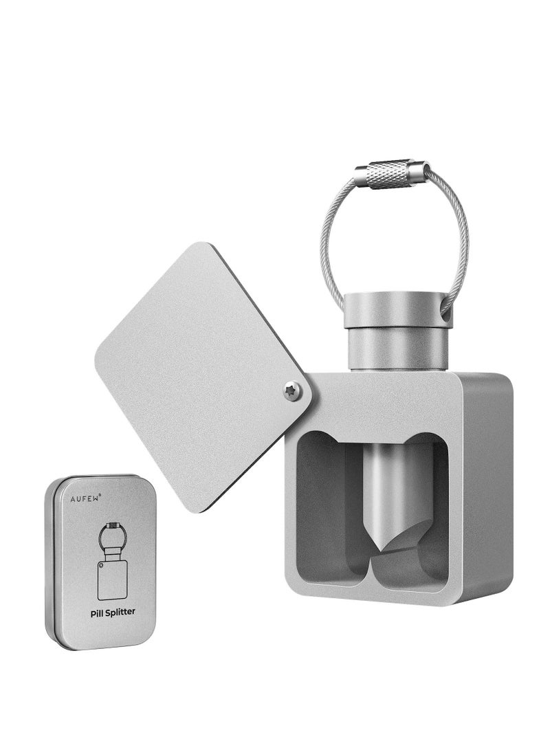 SYOSI Mini Pill Splitter  Keychain Pill Cutter Ever with Sharp Metal Blade Portable Pill Slicer Pill Storage Container for Home Travelling Office On Business - Image 1