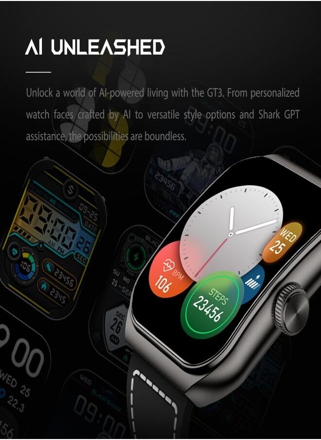 BLACK SHARK - GT3 Smartwatch 1.96 AMOLED Display, 100+ Sports Modes, Up to 10-Day Battery, Bluetooth Calling With ENC & IP68 Water Resistant (Dual Strap) - Black - Image 1