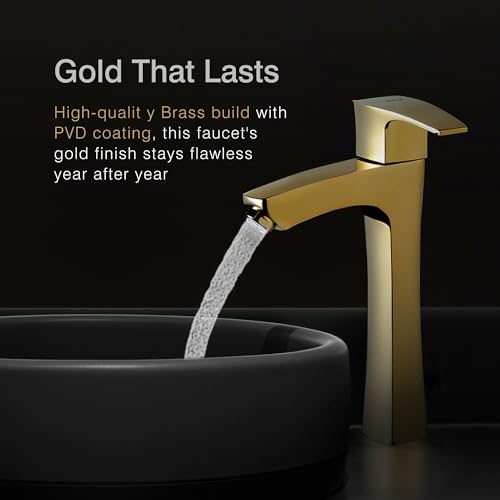 Hindware Italian Collection F520002PGD Avior Gold Pillar Cock Tall | Made of Brass | Chrome Polish Finish | PVD Coating | 12-Year Manufacturer Warranty - Image 2