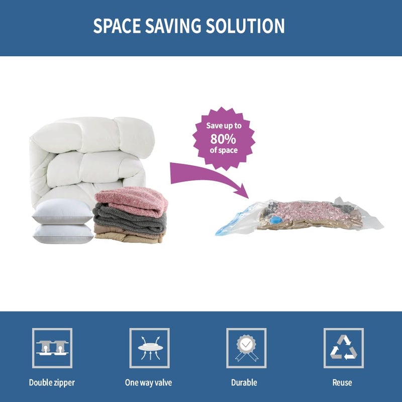 GIGAORNIS 7 Pack Large Space Saver Vacuum Storage Bags for Clothing Travel, Vacuum Seal Compression Bags for Clothes, Packing, Luggage, Blankets, Comforters and Pillows, Hand Pump Included - Image 3