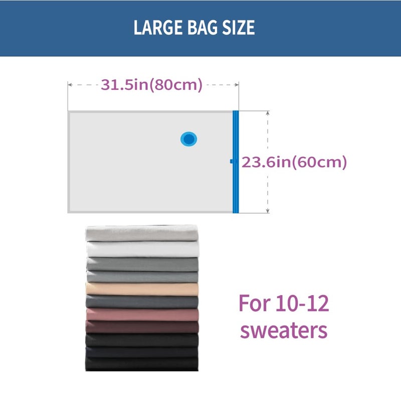 GIGAORNIS 7 Pack Large Space Saver Vacuum Storage Bags for Clothing Travel, Vacuum Seal Compression Bags for Clothes, Packing, Luggage, Blankets, Comforters and Pillows, Hand Pump Included - Image 5