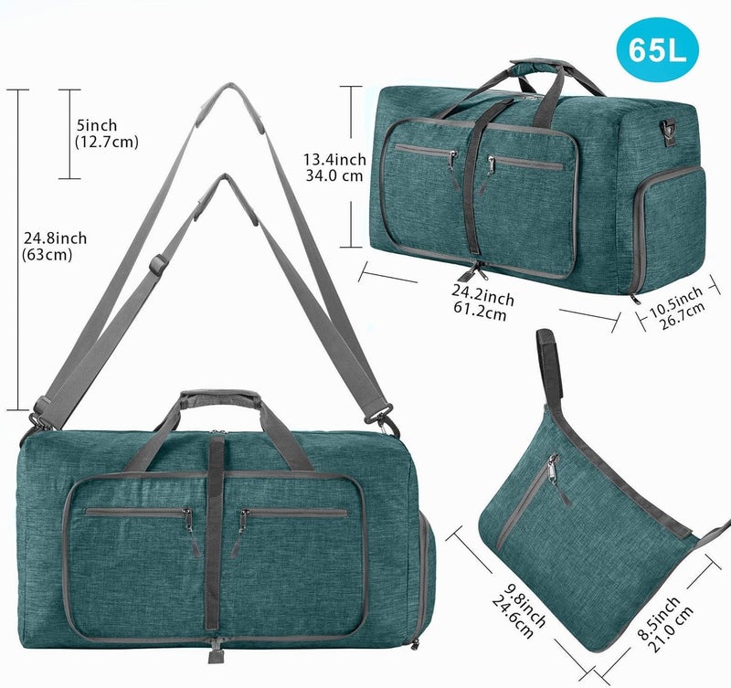 Vomgomfom Travel Duffle Bag for Men, 65L Foldable Travel Duffel Bag with Shoes Compartment Overnight Bag for Men Women Waterproof & Tear Resistant - Image 2
