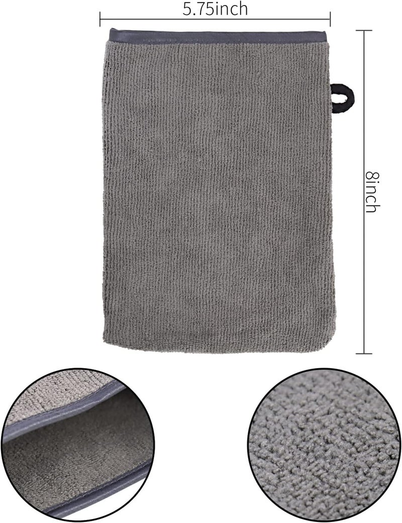 DBOO 2 Pack Microfibre Body Wash Mitts, Soft Face Cleansing Mitts, Bath SPA Terry Cloth, Reusable Makeup Remover Mitt Gloves, 15x21 cm, Grey - Image 2
