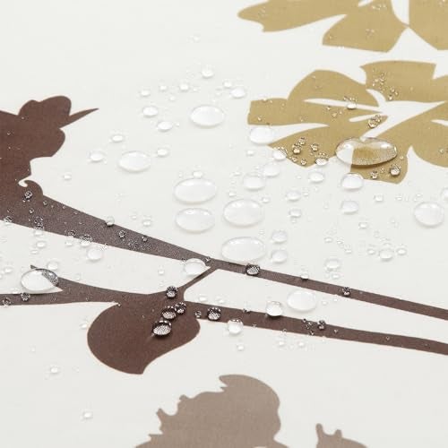 BESTRIPES Floral Fabric Shower Curtain, Beige Brown Grey Plant Shower Curtains for Bathroom, Waterproof Bathroom Curtains, 72" W x 72" H - Image 3