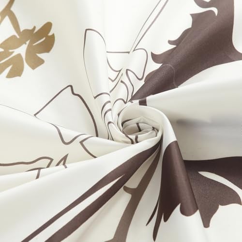 BESTRIPES Floral Fabric Shower Curtain, Beige Brown Grey Plant Shower Curtains for Bathroom, Waterproof Bathroom Curtains, 72" W x 72" H - Image 2