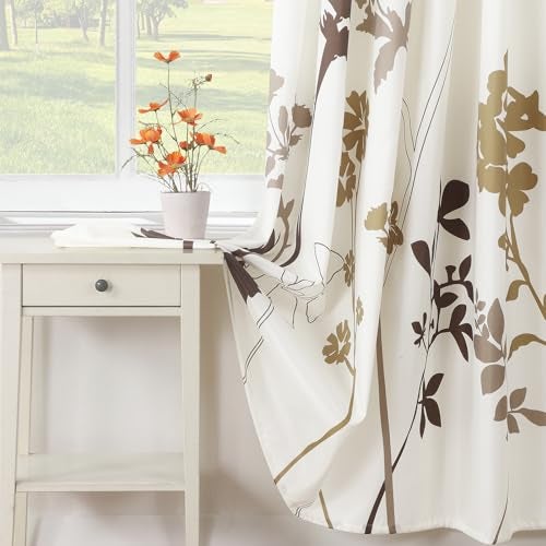 BESTRIPES Floral Fabric Shower Curtain, Beige Brown Grey Plant Shower Curtains for Bathroom, Waterproof Bathroom Curtains, 72" W x 72" H - Image 5