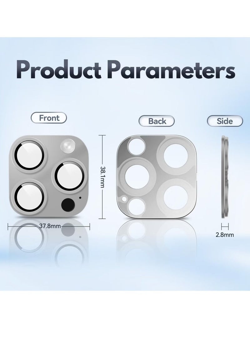 Raxoom (2 Pack) Camera Lens Protector for iPhone 16 Pro and iPhone 16 Pro Max – [Alloy Metal Camera Cover] + [Tempered Glass Screen Protector] (Grey) - Image 3