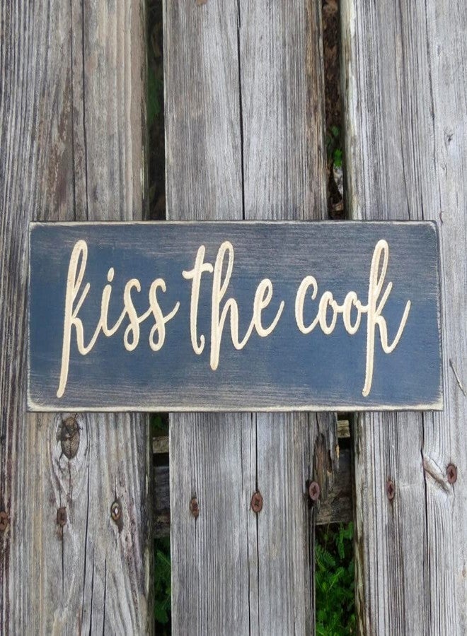 Agriism Kiss The Cook Sign,Kiss The Cook,Kitchen Decor,Kitchen,Sign,Kitchen Sign,Cook,Home Decor,Kiss,Wall Decor,Wood Signs,Wood,Kitchen Signs 4x16 inch(10x40 cm) - Image 1