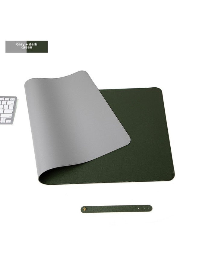 Extra Large Computer Desk Mat Waterproof Leather Mouse Pad Logo Customizable Dining Table Placemat Digital Pattern-Color:80*40cm-Pattern:Double-sided = Gray + Dark Green  - Image 1