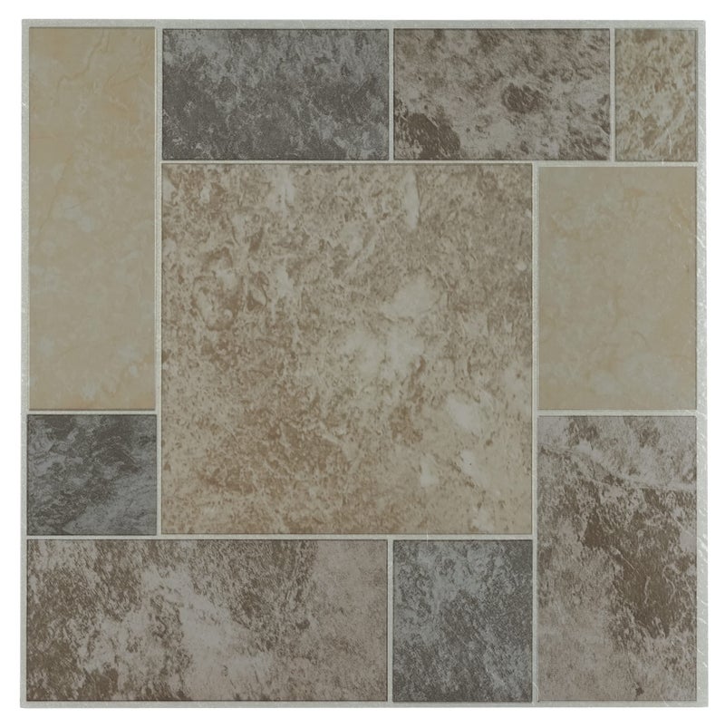Achim Home Furnishings FTVGM32720 Nexus 12-Inch Vinyl Tile, Marble Blocks, 20-Pack, Ancient Beige Mosaic, 12"W x 12"L x 1.2mm T - Image 1