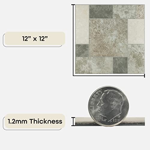 Achim Home Furnishings FTVGM32720 Nexus 12-Inch Vinyl Tile, Marble Blocks, 20-Pack, Ancient Beige Mosaic, 12"W x 12"L x 1.2mm T - Image 3