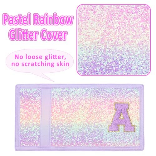 SiorVeol Girls Wallet for Kids Initial Glitter Wallets Trifold with Zipper and Card Slots Including Neck Lanyard and Hanging Strap, Pink Purple, A - Image 4