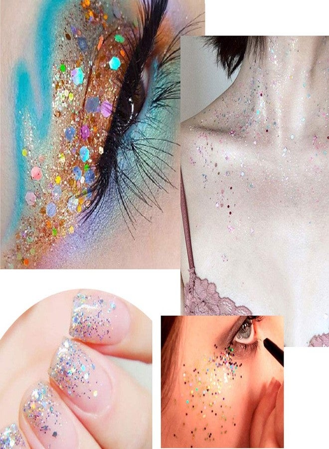 Penta Angel Chunky Glitter 50g/1.76oz Metallic Glitter Powder Craft Sequins Flakes for Resin Art Nail Makeup Face Body Festival Decoration (Black) - Image 3