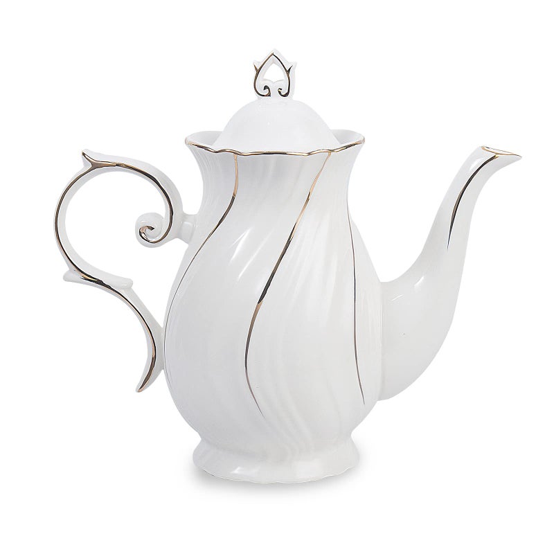 Agyiuns Ceramic teapot with lid ceramic tea pot 38.8OZ for Home/Gift (White) - Image 1