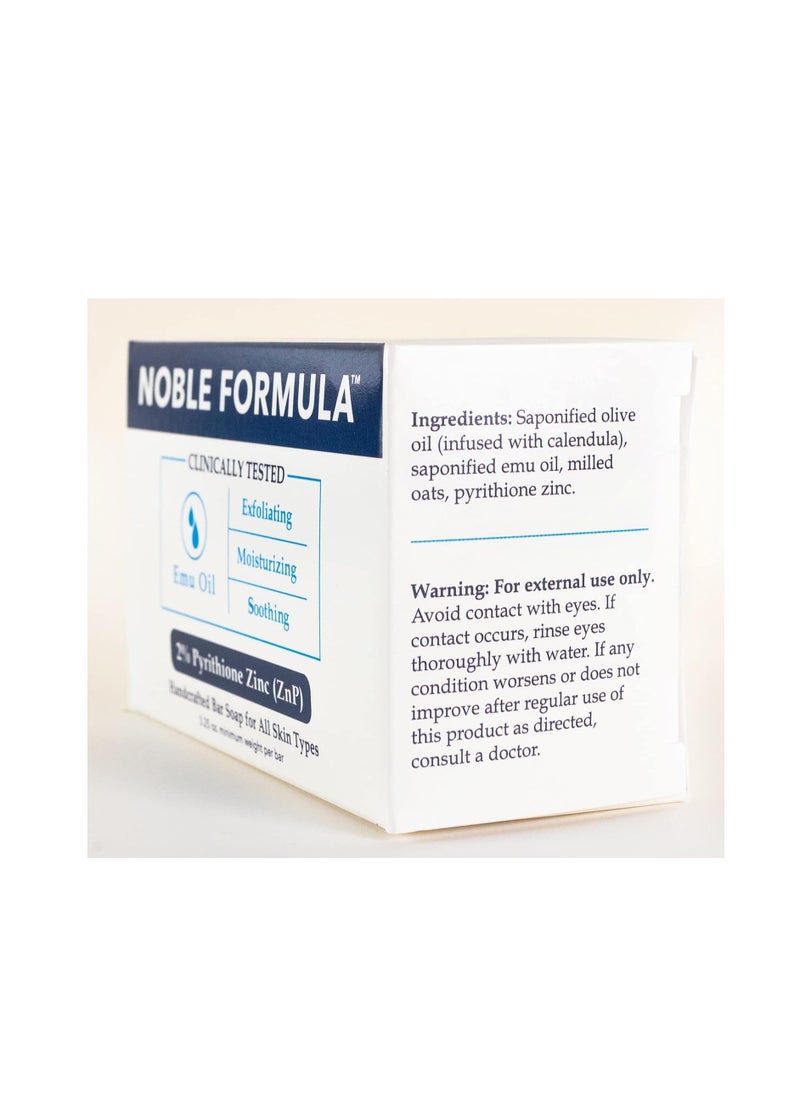 Noble Formula - 2% Pyrithione Zinc (ZnP) Emu Oil Bar Soap, Especially Formulated for Acne, Psoriasis, and Eczema, Safe for Daily Use and All Skin Types, 3.25 oz - Image 1