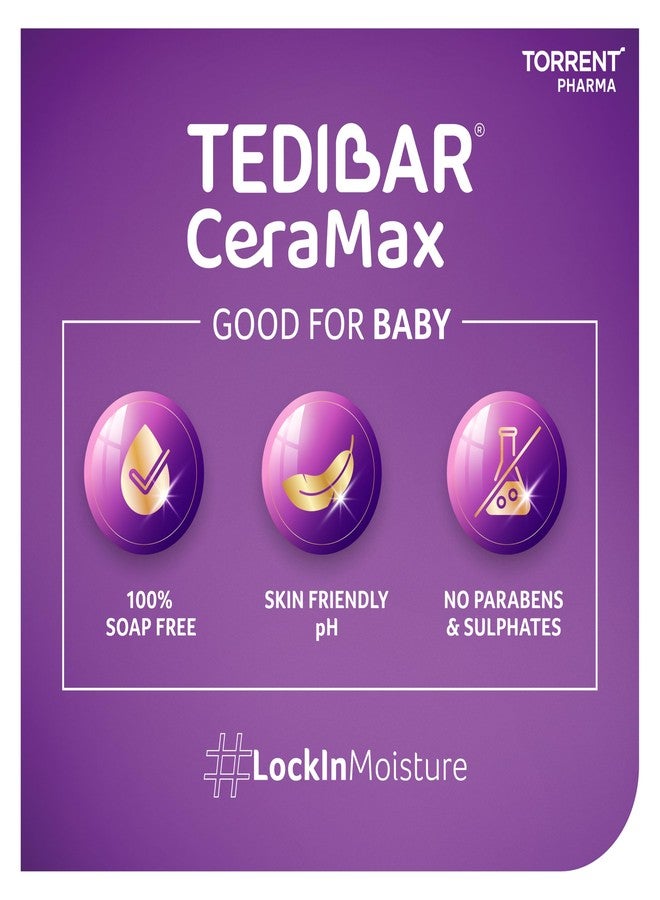 Tedibar Ceramax Baby Bathing Bar -75g x 3 | Pack of 3 | Enriched with Ceramides & Vitamin E | 100% Soap Free | Skin friendly pH | By Torrent Pharma - Image 2