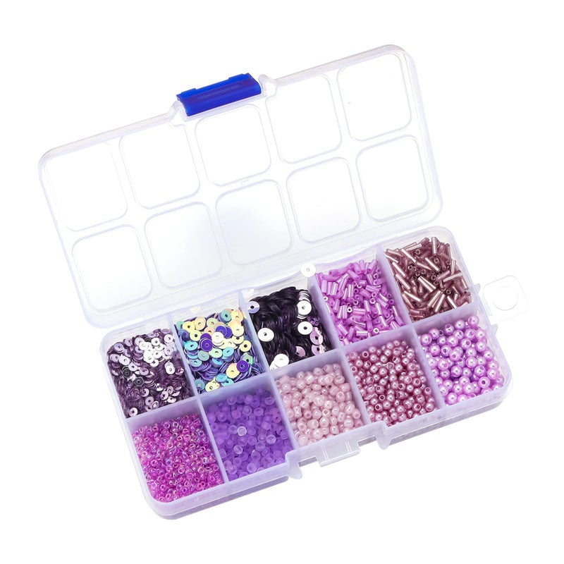 Hiswan Assorted Beads for Jewelry Making Glass Seed Bugle Tube Beads Loose Sequins Multiple Sizes for Crafts Sewing Jewelry Making