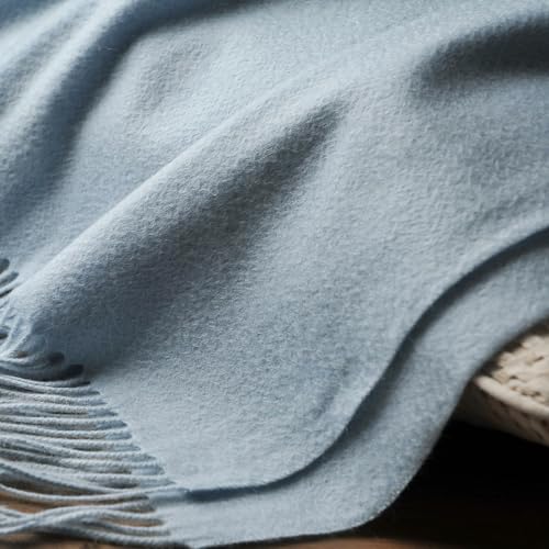 EP Mode 100% Pure Cashmere Throw Blanket for Sofa, Classic Design with Gift Box (Baby Blue) - Image 4