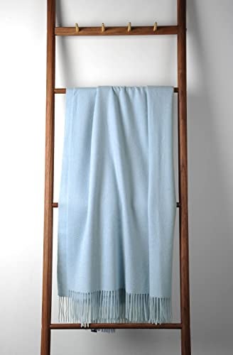 EP Mode 100% Pure Cashmere Throw Blanket for Sofa, Classic Design with Gift Box (Baby Blue) - Image 5