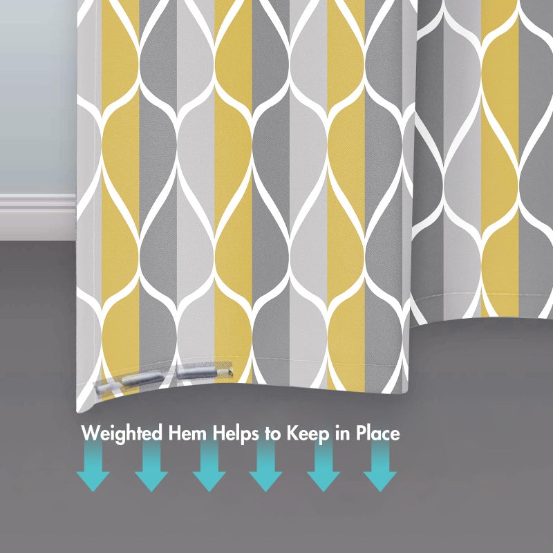 Gelbchu Gray Yellow Shower Curtain W 72 x H 72  Waterproof Design and Polyester  Quick-Drying  Weighted Hem  Shower Curtains Set for Bathroom  Machine Washable with 12 Hooks - Image 4