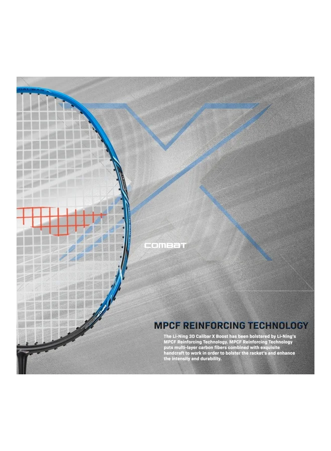 Li-Ning 3D Calibar X Combat Carbon Graphite Unstrung Badminton Racquet, 85 Grams, 30 Lbs String Tension And Free Full Cover(Charcoal/Blue)