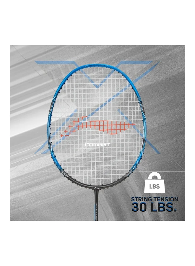 Li-Ning 3D Calibar X Combat Carbon Graphite Unstrung Badminton Racquet, 85 Grams, 30 Lbs String Tension And Free Full Cover(Charcoal/Blue)