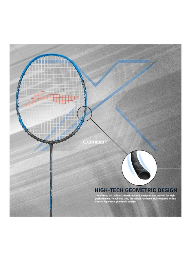 Li-Ning 3D Calibar X Combat Carbon Graphite Unstrung Badminton Racquet, 85 Grams, 30 Lbs String Tension And Free Full Cover(Charcoal/Blue)