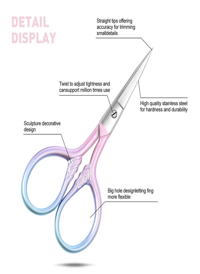 Lobodt Personal Care Professional Beauty Tools (pink) Small scissors Facial hair removal and ear, nose and eyebrow, beard trimming Stainless steel fine straight head scissors - Image 4