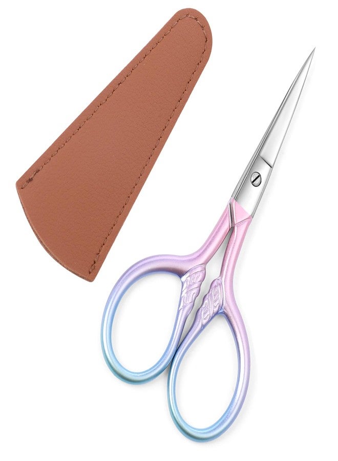 Lobodt Personal Care Professional Beauty Tools (pink) Small scissors Facial hair removal and ear, nose and eyebrow, beard trimming Stainless steel fine straight head scissors - Image 1