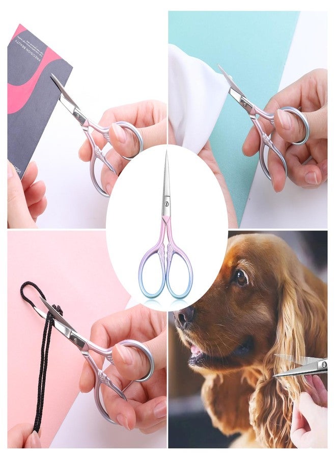 Lobodt Personal Care Professional Beauty Tools (pink) Small scissors Facial hair removal and ear, nose and eyebrow, beard trimming Stainless steel fine straight head scissors - Image 3