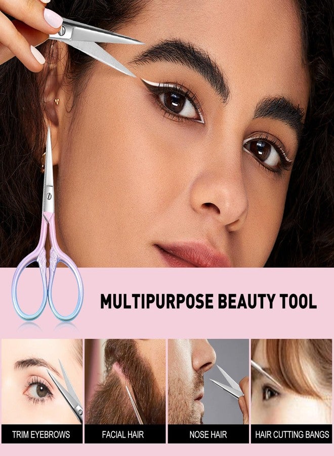 Lobodt Personal Care Professional Beauty Tools (pink) Small scissors Facial hair removal and ear, nose and eyebrow, beard trimming Stainless steel fine straight head scissors - Image 2